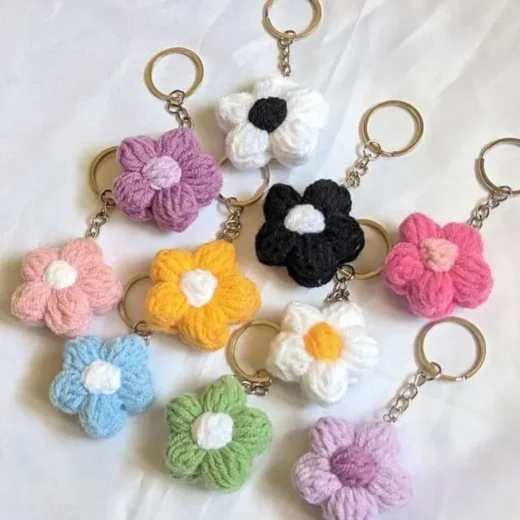Puff Flower Keychain