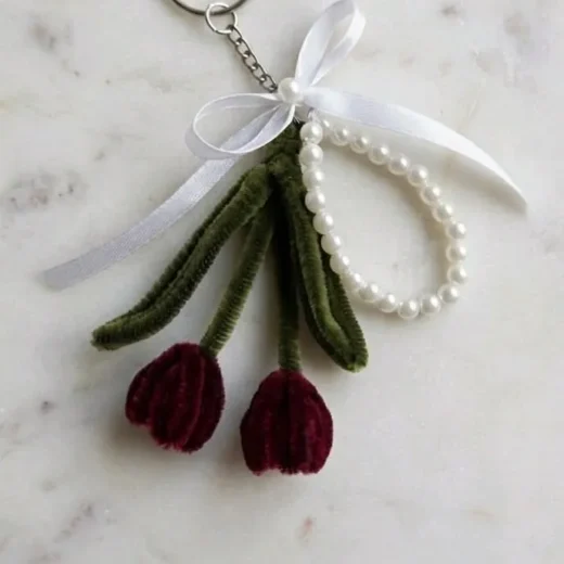 Tulip & Pearl Keychain