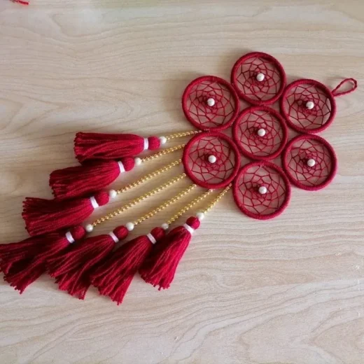 Red Dreamcatcher Wall Hanging
