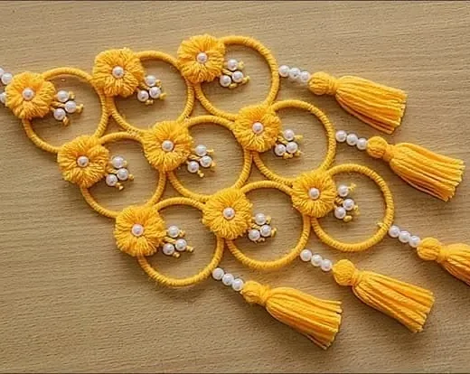 Yellow Ring & Tassel Hanging