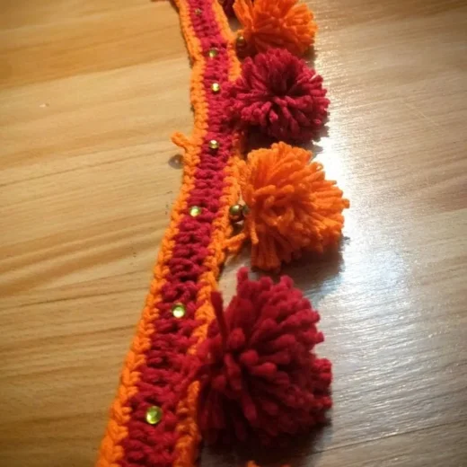 Orange & Maroon Pom-Pom Toran