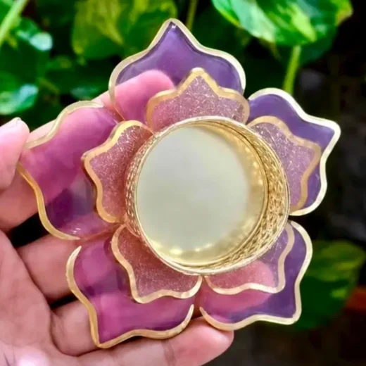 Petal Tealight Holder in Purple & Gold