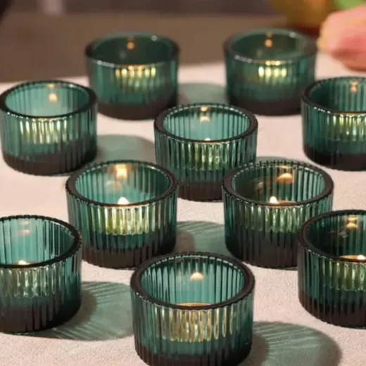 Ribbed Glass Tealight Holders