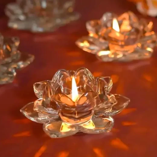 Crystal Glass Lotus Tealight Holder