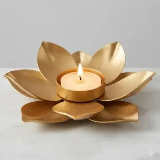Gold Lotus Metal Tealight Holder