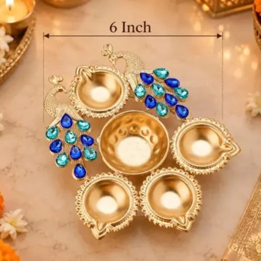 Peacock Diya Urli Set