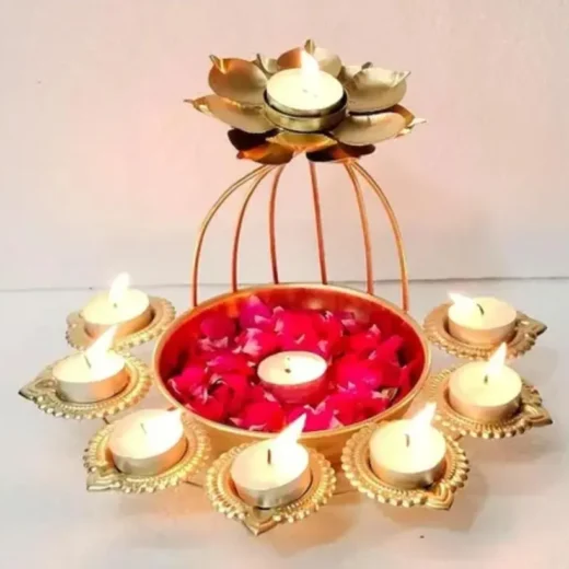 Lotus Urli with Diyas