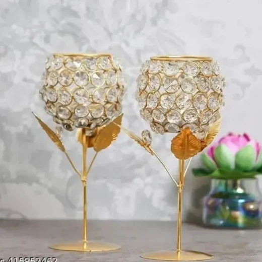 Crystal Goblet Tealight Stands (Pair)
