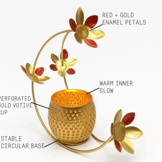 Floral Vine Metal Tealight Holders (Pair)