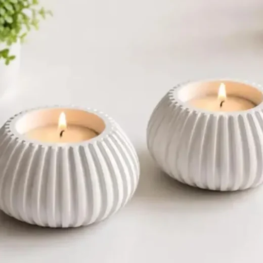 Pumpkin Ribbed Tealight Holders