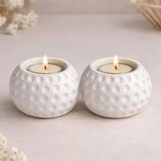 Golf-Textured Tealight Holders (Pair)