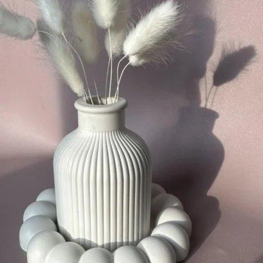 Ribbed Bottle Vase in a soft matte finish