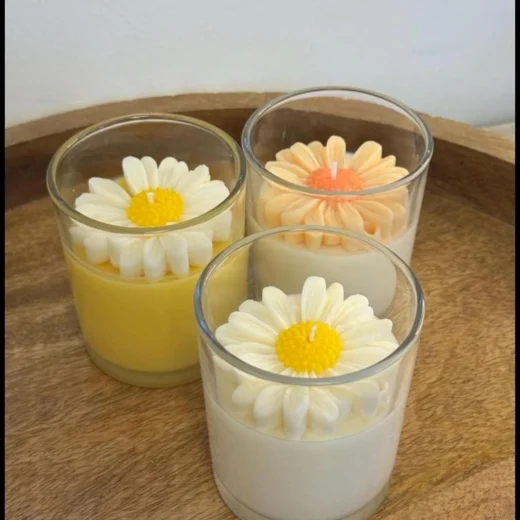 Daisy Glass Candle (Set of 3)