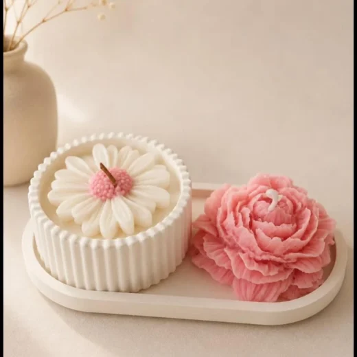 Daisy & Peony Candle Tray Set