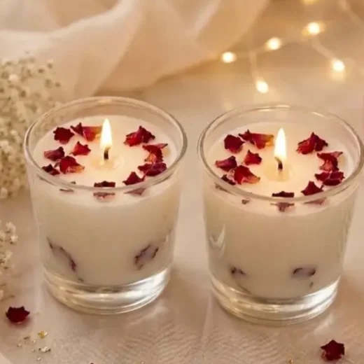 Rose Petal Glass Candle (Set of 2)