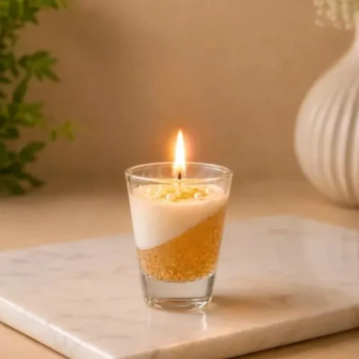 Gold Shimmer Glass Candle