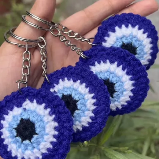 Evil Eye Crochet Keychain